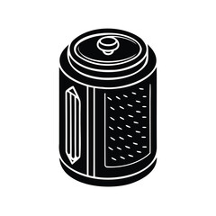 Monochrome style beverage can with pull tab and decorative design