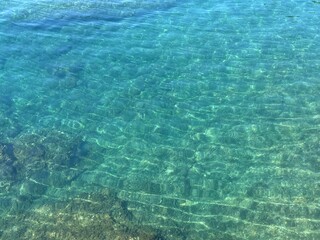 Blue rippled clear sea surface.
