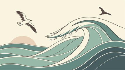 Gradient waves with smooth transitions and highlights