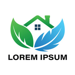 Eco Friendly House Logo Green Home with Leaves