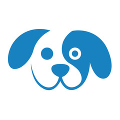 Cute Blue Dog Face Logo Pet Care Puppy and Animal Friendly Design