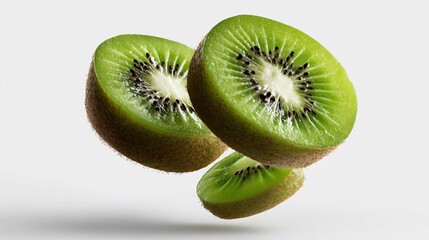 Fototapeta premium Fresh and vibrant: a close-up shot of sliced kiwis, showcasing their juicy texture