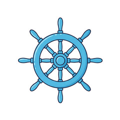 Obraz premium Blue ship's wheel illustration isolated on white for nautical theme