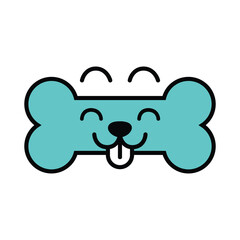 Cute Cartoon Dog Bone with Happy Face Pet Treat and Animal Fun Icon