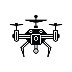 Silhouette of a drone with four propellers and landing gear legs