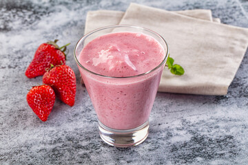 Strawberry smoothie milk shake glass