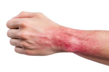 Close up of a sunburned arm.