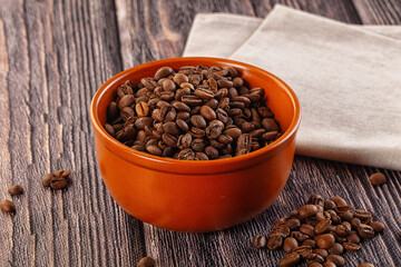 Roasted brown araboca coffee beans