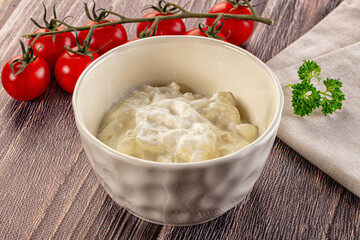 Italian delicous stracciatella young soft cheese