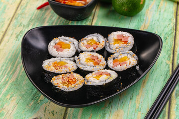 Koream homemade roll Kimbap with nori seaweed
