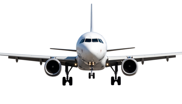 A plane taking off, full Isolated on Transparent or White Background