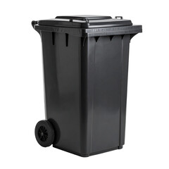 Black street garbage bin Isolated on Transparent or White Background