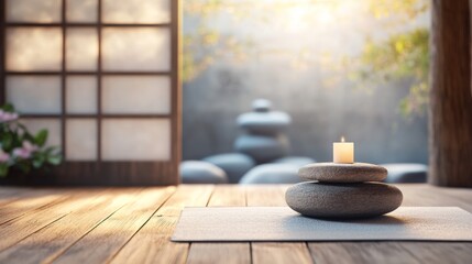 Serene Meditation Space in Cultural Ambiance, tranquil atmosphere, soft illumination, inviting open area for personalized messages