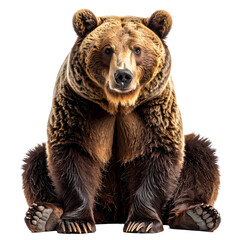 Obraz premium Brown bear sitting with paws crossed Isolated on Transparent or White Background