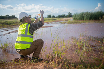 An environmental engineer examines the abundance of natural water sources and ecosystems