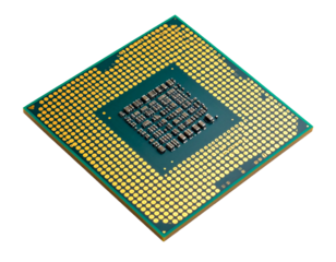 Macro shot microchip Isolated on Transparent or White Background