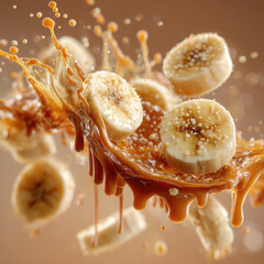 Close-Up of Banana Toffee Taking Up the Lower Third with Transparent Background

