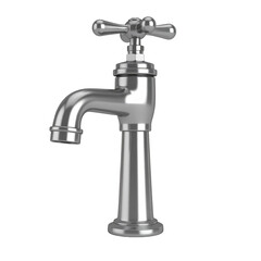 Old silver vintage faucet (3D) Isolated on Transparent or White Background