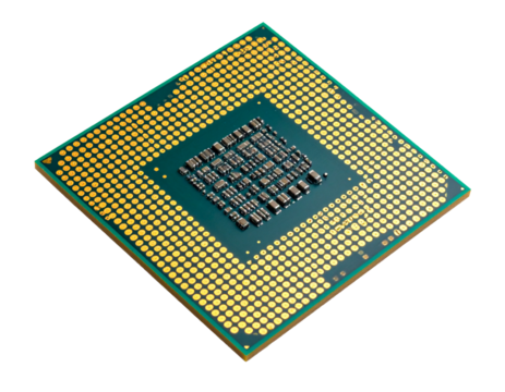 Macro shot microchip Isolated on Transparent or White Background