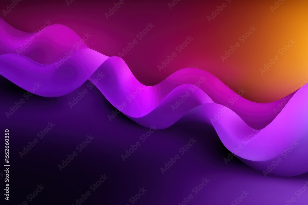 Fototapete abstract purple waves with color gradients and dynamic forms on a dark background visualization