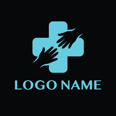 Fototapeta premium Vibrant Medical Cross and Helping Hands on Black Background