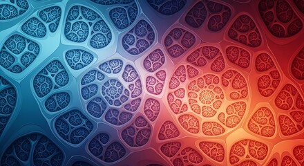 Abstract Cell Structure Blue to Red Gradient Background