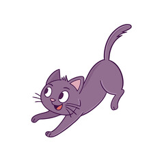 Purple cat playing and chasing a ball. Adobe Illustrator Artwork