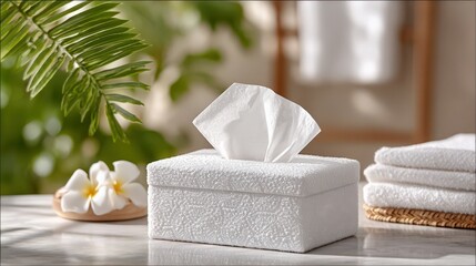 Ultra-Realistic Close-Up of Clean White Tissue Box