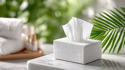 High Fidelity Close-Up of Clean White Tissue Box