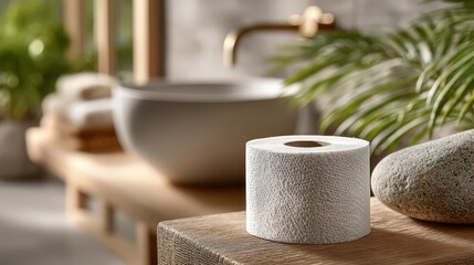 Ultra Realistic Close Up of a White Toilet Roll