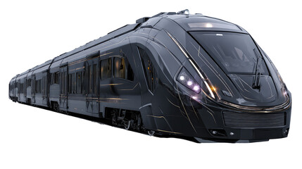Fototapeta premium Black Modern Express Train on Premium Dark with Transparent Background