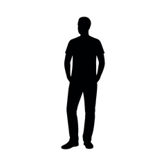 Standing Man Silhouette Vector Illustration