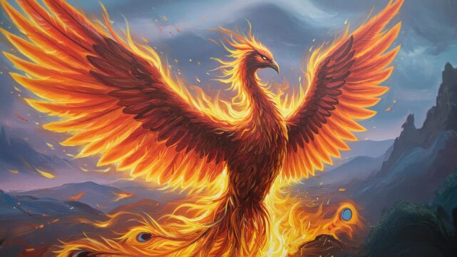 Step-by-step Phoenix creation: Artistic process of painting a vibrant phoenix from mythical origin