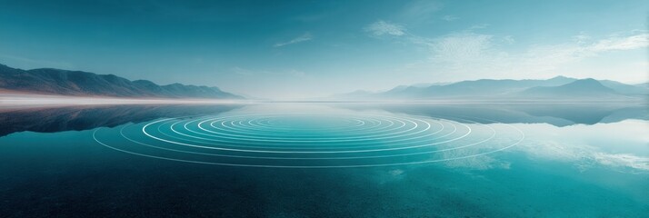 Futuristic Radar Screen with Concentric Circles on Digital Interface in Modern Tech Landscape for Advanced Tracking and Innovation Promotion