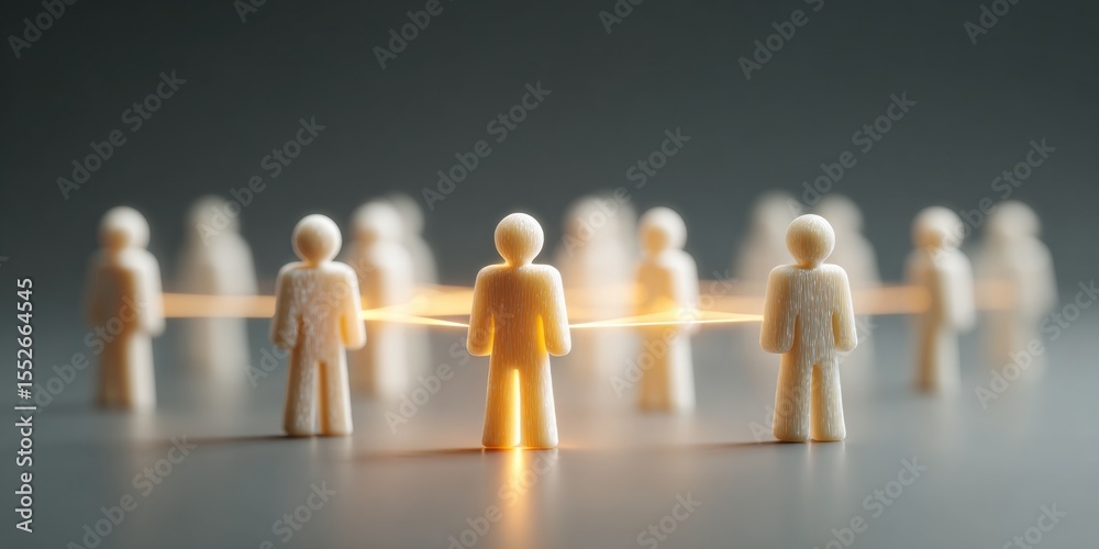 Aufkleber AI-Driven Network of User Icons Connected on Wood Tabletop Symbolizing Digital Business Communication and Enhanced Productivity with Automation