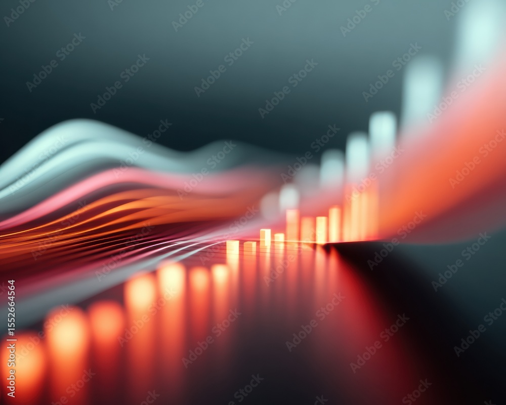 Aufkleber Futuristic predictive model with dynamic glowing data streams and algorithmic graphs for advanced business forecasting and intelligent growth insights