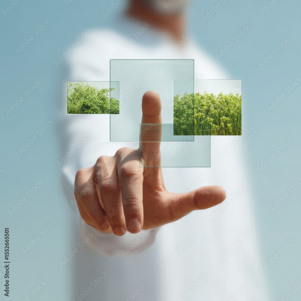 Aufkleber future-focused healthcare professional interacting with transparent digital interface displaying sus