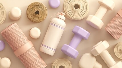 Fitness essentials in pastel colors