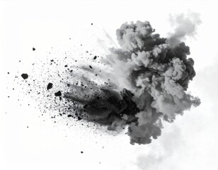 Fototapeta premium Grayscale Explosion with Dark Smoke and Debris