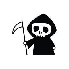 Simple grim reaper logo concept. Grim reaper with scythe design illustration, vector.