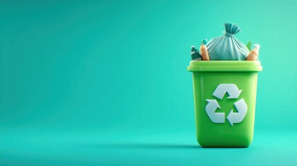 Recycling bin full of waste