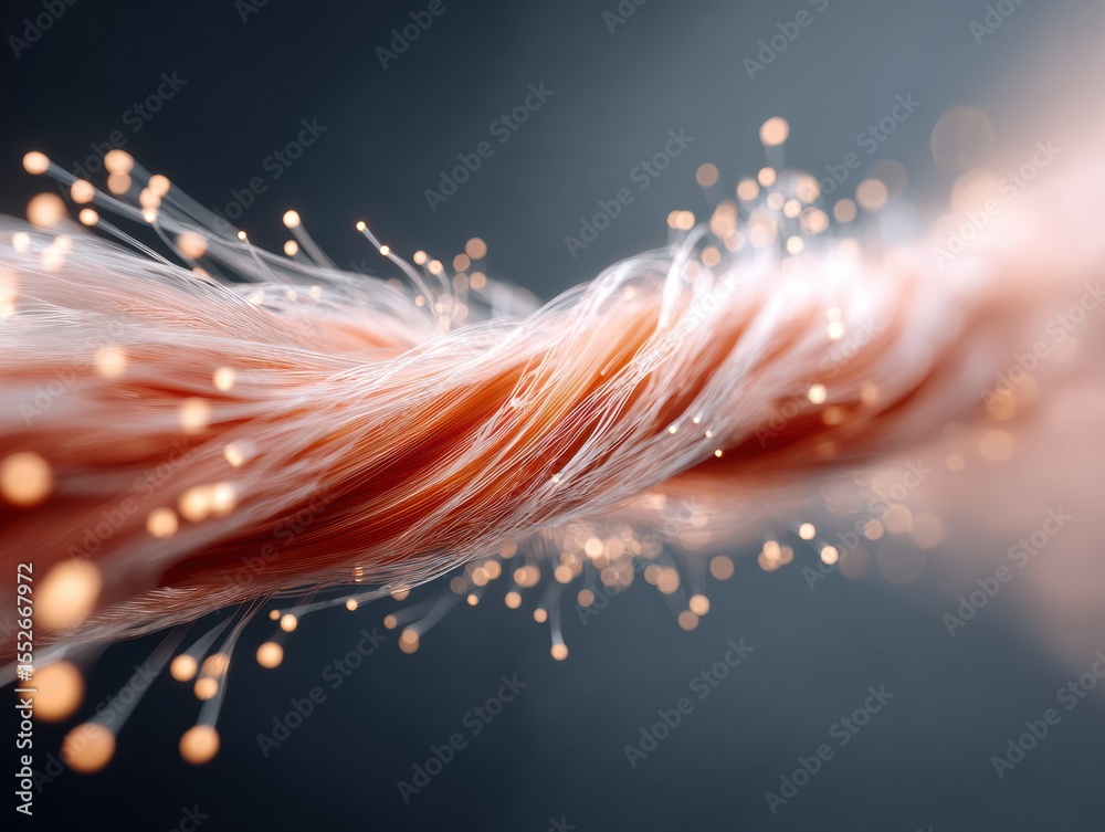 Aufkleber High-Speed Data Transfer Visualization with Vibrant Fiber Optic Cables and Digital Particles for Cloud Database and Tech Marketing Content