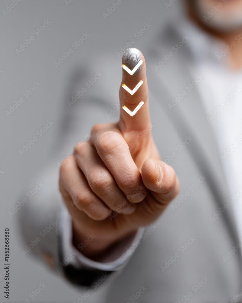 Poster Businessman Using Interactive Digital Checklist with Progress Marks and Loading Bar for Efficient Project Management in Modern Corporate Office