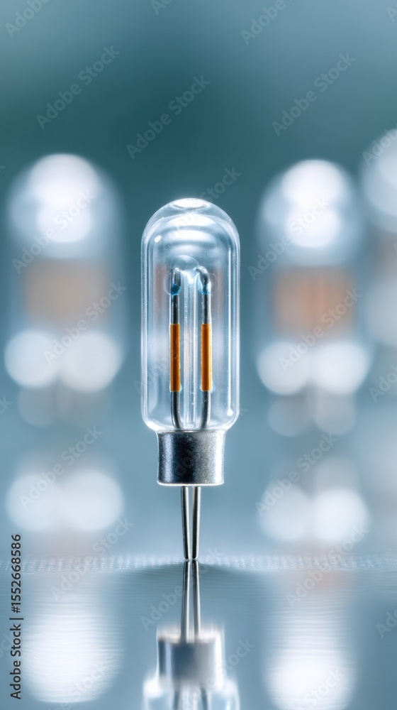 Aufkleber Macro closeup of single LED diode with metallic leads on circuit board, showcasing advanced LED technology and component miniaturization trend
