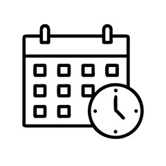 A calendar and clock icon isolated on white background