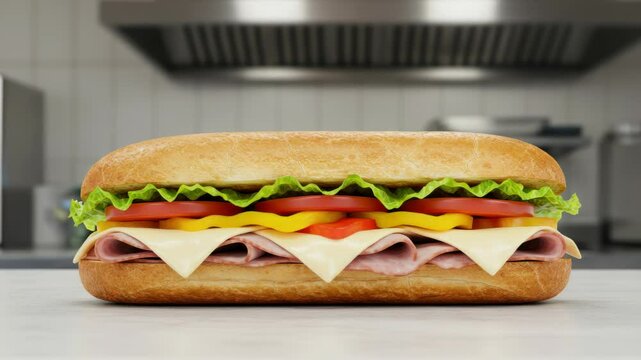 Delicious Sub Sandwich Presentation: A mouthwatering showcase of a fresh sub sandwich
