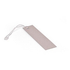 A simple, blank bookmark with a string, used for marking pages in books.