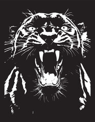 vector illustration of a panther black and white, tiger or panter background