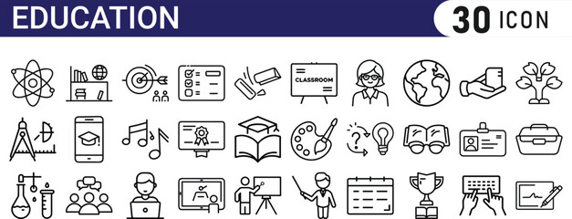 Education outline icon set. 