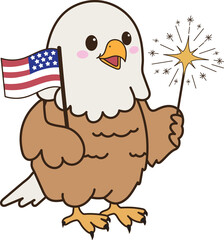 Eagle with Sparkler and US Flag